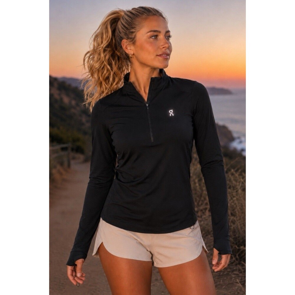 On Running Climate Shirt Black Half Zip‎ Reflective Gorpcore Top Womens XL